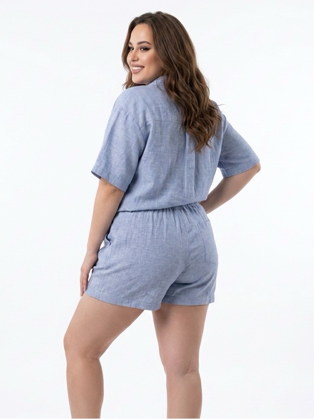 Tahari Light Blue Linen Shorts Women’s Casual Summer High Rise Lightweight